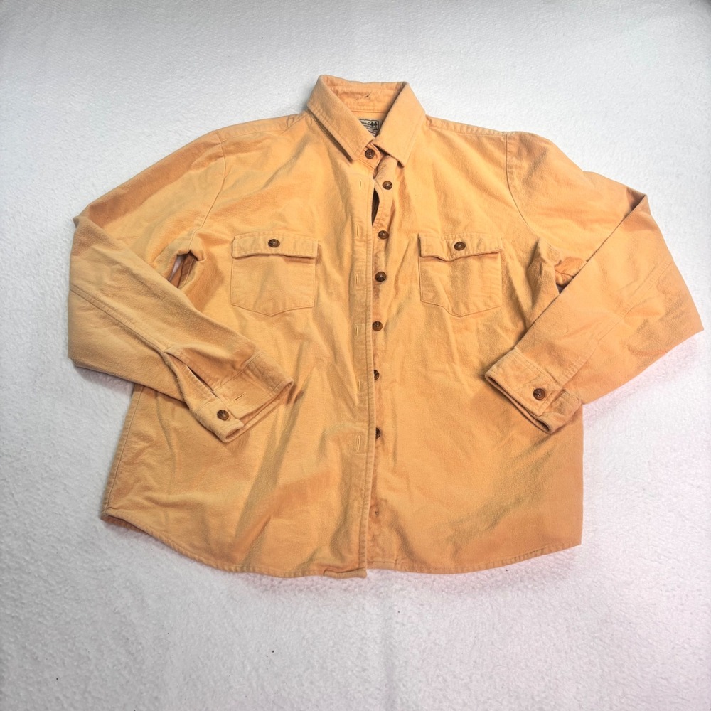 L.L.Bean Chamois Button Up Shirt Womens Large Beige Workwear Outdoor 100% COTTON
